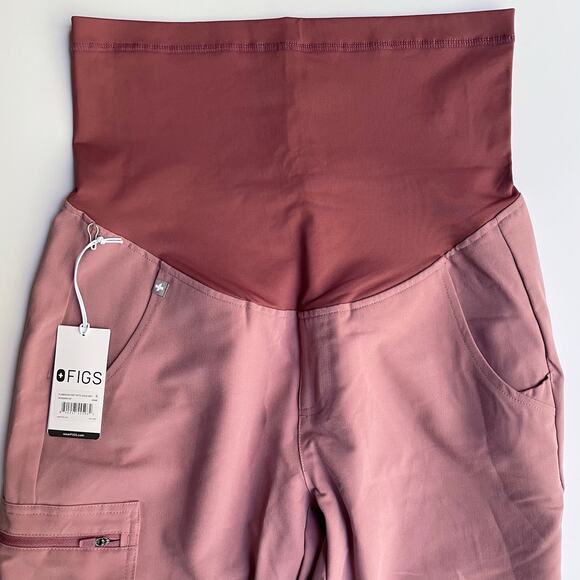 FIGS Zamora Maternity Scrub Pants Jogger Mauve Size Small Petite NEW - Picture 3 of 8